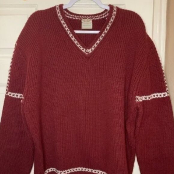 Saks Fifth Avenue Sweaters - 1950s Vintage Wool Ski Sweater / Saks Fifth Avenue Pure Austrian Wool V-neck XL
